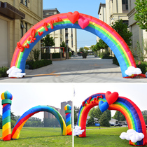 New arch opening inflatable cartoon rainbow door Colorful gas mold opening flower door Birthday hundred-day feast gas arch