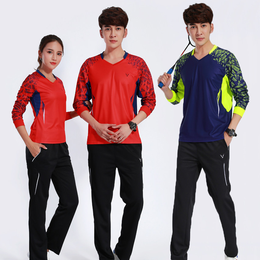 Badminton suit Men's and women's suit Games Suits Lovers Big Size Speed Dry Breathable Round Collar Long Sleeve Thick Cotton T