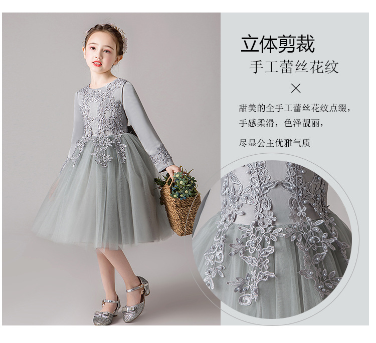 Màu đỏ lớn trẻ em ăn mặc cô gái sinh nhật công chúa váy fluffy chủ piano trang phục guzheng mùa thu và mùa đông váy xinh cho bé