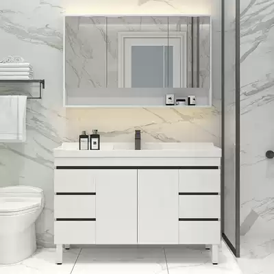 Solid wood simple modern makeup room washbasin sink cabinet Ceramic basin sink Floor-to-ceiling bathroom combination