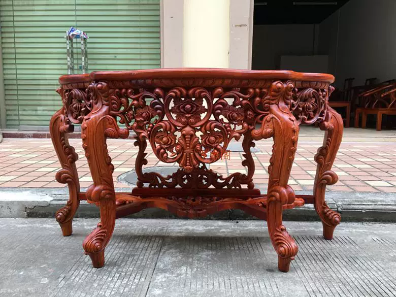 Đồ nội thất bằng gỗ gụ đặc biệt Redwood nửa mặt trăng nền tảng Rosewood nửa mặt trăng Nền gỗ hồng mộc Miến Điện nửa mặt trăng bàn tay chạm khắc - Bàn / Bàn