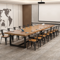 American large-scale solid wood conference table long table simple modern industrial style large board table desk table negotiation table and chair combination
