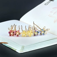 Phụ kiện hoa mực Gió cổ nhỏ tươi thủy tinh nhỏ giọt hoa nhỏ hình chữ u kẹp tóc đơn giản phụ kiện tóc hoang dã - Phụ kiện tóc dây cột tóc vải scrunchies