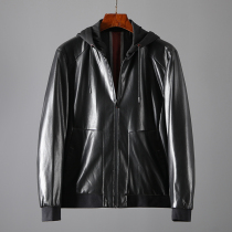 Fine Soft Cortex Foreign Trade Mens Clothing Cut Tail Goods Removable Cap Washed PU Leather Jacket Leather Coat Jacket