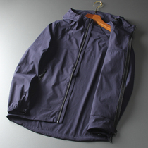 Classic Fashion Slim Outdoor Sports Leisure Solid Color Hooded Windproof Waterproof Hooded Jacket Coat Male Tide