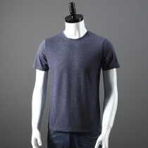 Ice cool silky thin breathable foreign trade company cut the label tail solid color mens solid color casual short sleeve t-shirt
