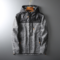 Comfortable wear yarn-dyed fleece outdoor men spring hooded sports casual mosaic jacket jacket coat