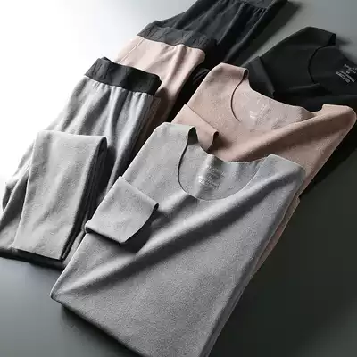 Technology self-heating constant temperature quick-drying noodles Foreign trade men's clothing factory round neck seamless thickened thermal underwear set