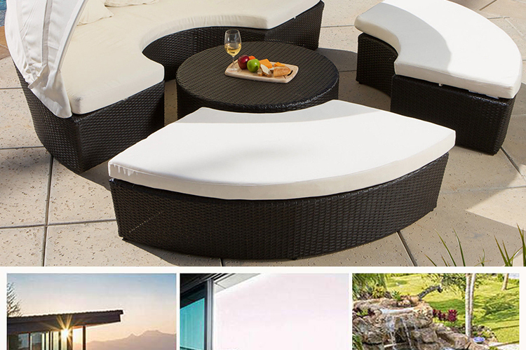 Giường ngoài trời, ghế sofa mây, sân trong, nội thất giải trí, ban công ngoài trời, ghế tắm nắng, hồ bơi, giờ nghỉ trưa, giường tròn lớn - Bàn ghế ngoài trời / sân bộ bàn ghế sân thượng