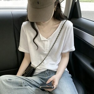 White Lazy Style Loose Short-Sleeved T-Shirt for Women, Summer 2026 New Plus Size Design with Regular Shoulder Design, Casual Top