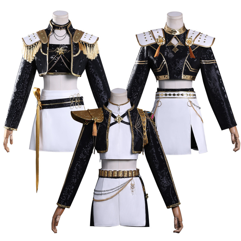 K-Pop Huntress Girl Group Rumi Mira Zoe Children's Costume Black Version Cosplay Stage Performance Outfit