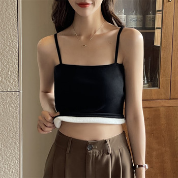 One-Line Neckline Fleece-Lined Short Camisole 2025 Autumn and Winter New Style Sleeveless Slim-Fit Warm Vest for Women to Wear under a Suit