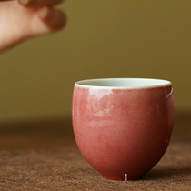 Zhenshantang handmade cowpea red lotus seed cup antique thin tire tea cup exquisite good goods master cup single Jingdezhen