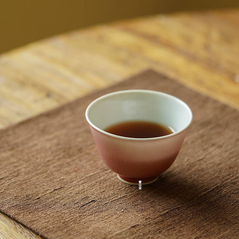 Antique tea cup of Zhongshan Hang Yu Bean Red Master Cup Single large size Jingdezhen thin fetal transparent hand-made tea device good goods
