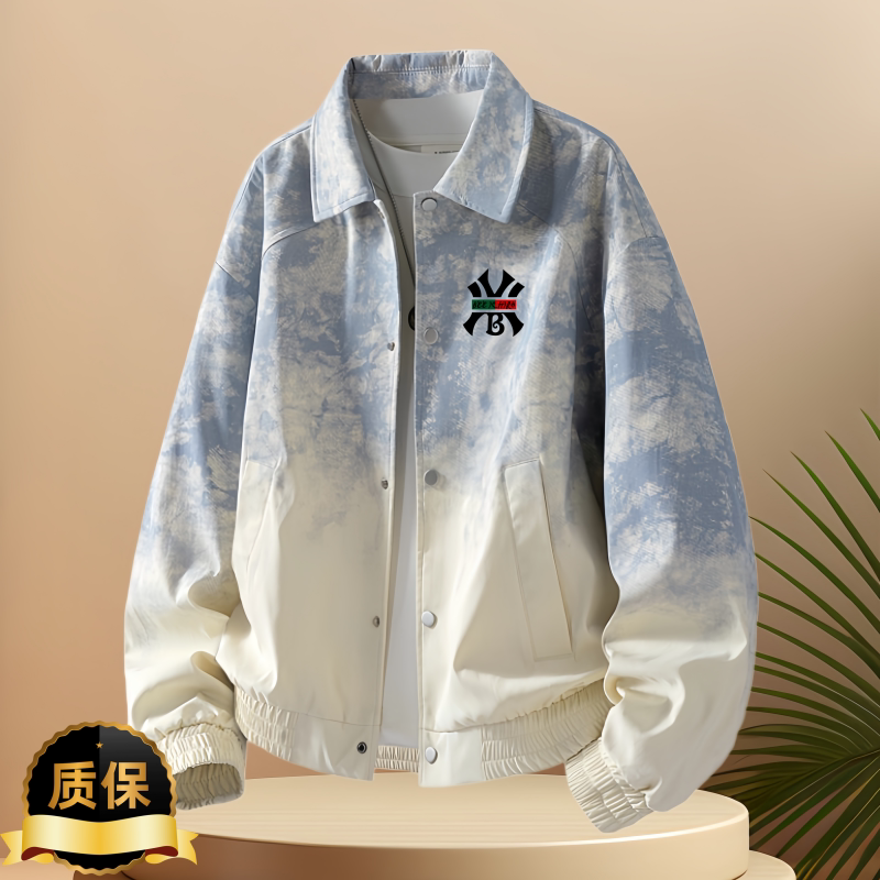 Luxury Fashion Brand New Stylish and Unique Jacket, Spring Casual Loose Versatile Gradient Top, Men's Turn-Down Collar Jacket