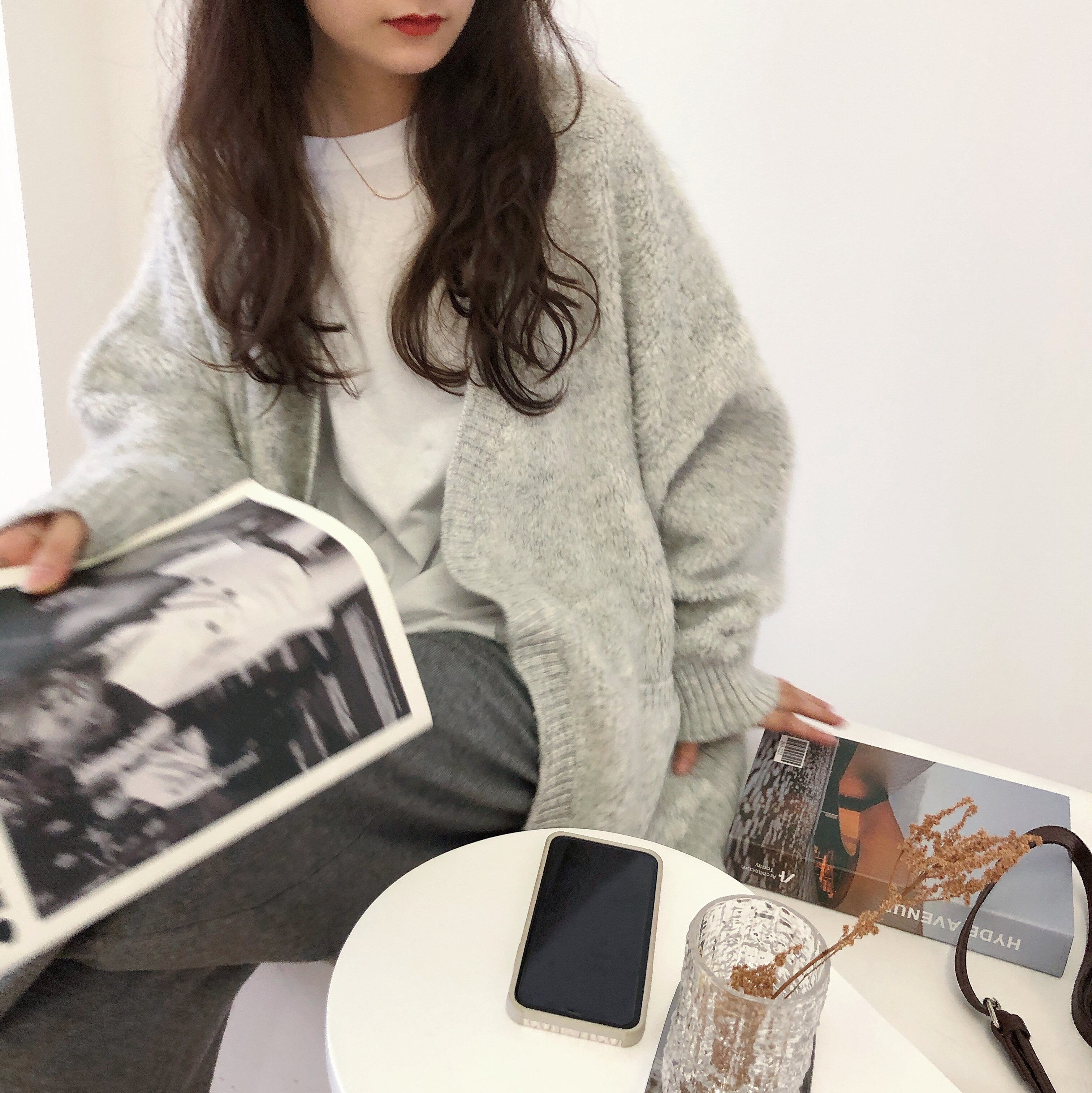 Grey Sweater Jacket Woman Spring Loose Outside Wearing 2022 New Lazy Wind Casual Knit Cardiovert 100 lap