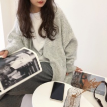Grey Sweater Jacket Woman Spring Loose Outside Wearing 2022 New Lazy Wind Casual Knit Cardiovert 100 lap