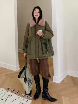 Parker suit 2021 new women's coat mink real fur collar detachable young fur coat long version thin