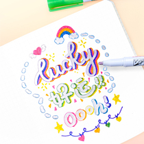 Banmi (bicolor large flow) 24 color double wire contour pen pearly marked pen student fluorescent silver photohand account pen