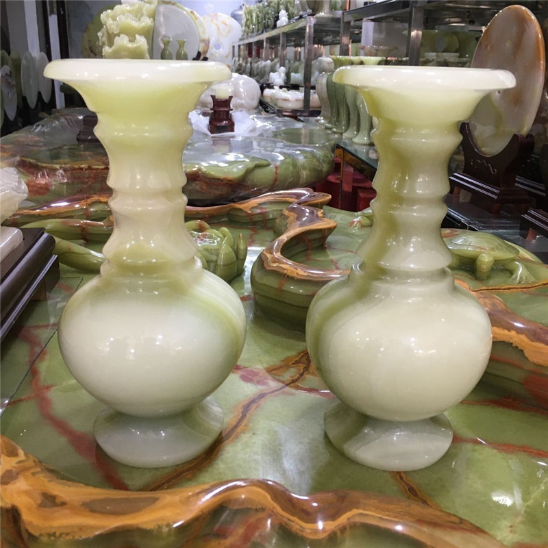 Natural Afghanistan Jade Vase Ancient Green Jade Green High Foot Swing Piece Home Collection Gift Feng Shui Furnishing Auspicious