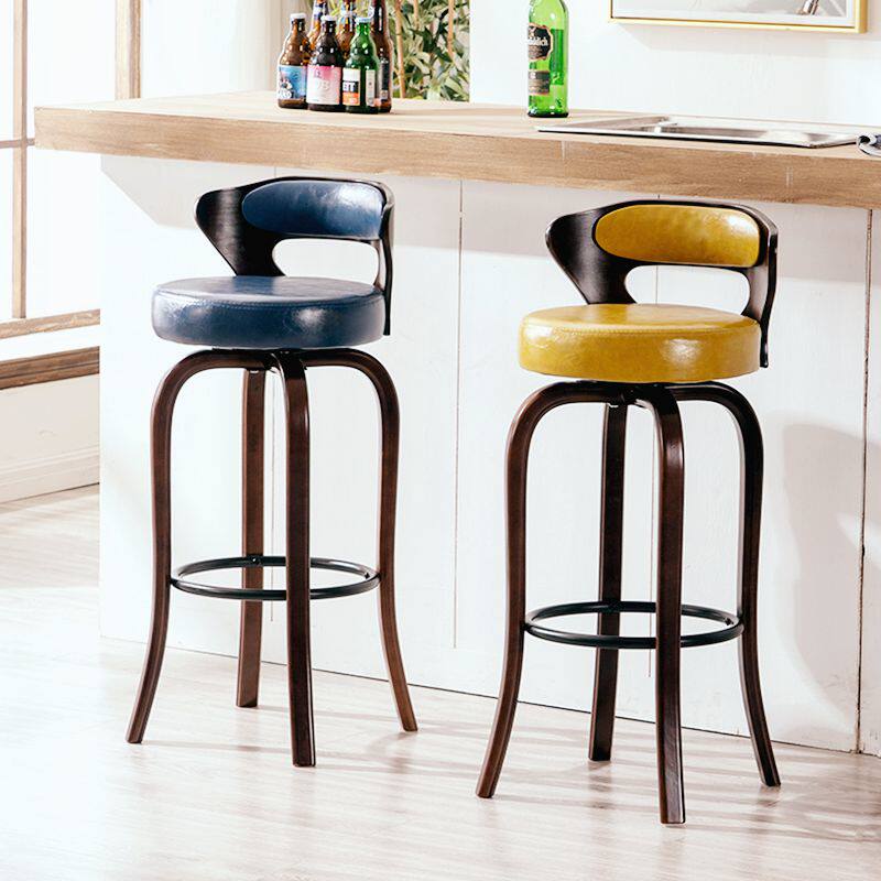 American solid wood bar chair Creative light luxury household high stool Cafe bar Nordic backrest bar chair