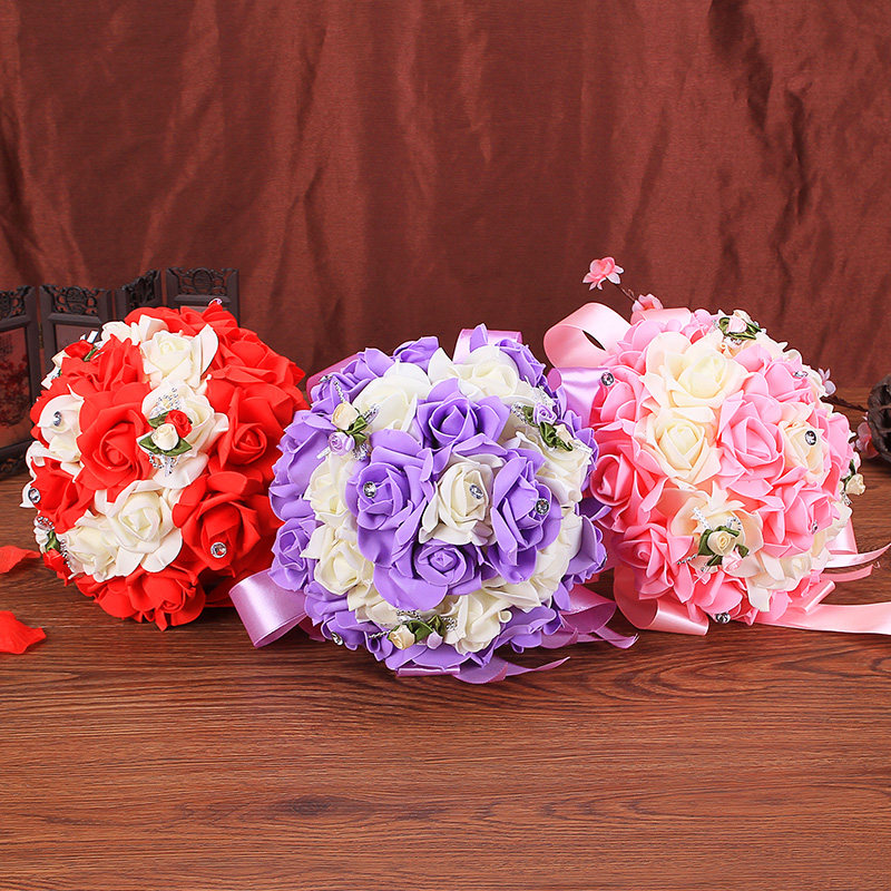 Bride holding flowers Korean wedding supplies Simulation fake flower hand throwing flower ball creative photography props