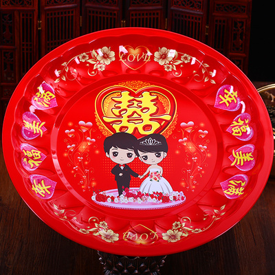 Wedding Supplies Wedding Supplies Bridal Dowry Big Red Festive Fruit Plate Toasting Tea Cup Large Tray Tea Tray