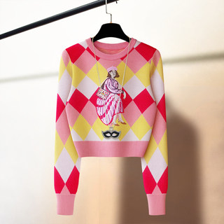 High-end embroidered style high-waisted pullover sweater