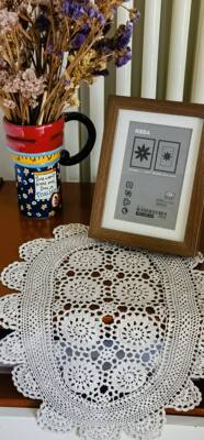 Handmade crocheted flower buds, pure cotton thread woven American country-style oval-shaped table MATS and coasters