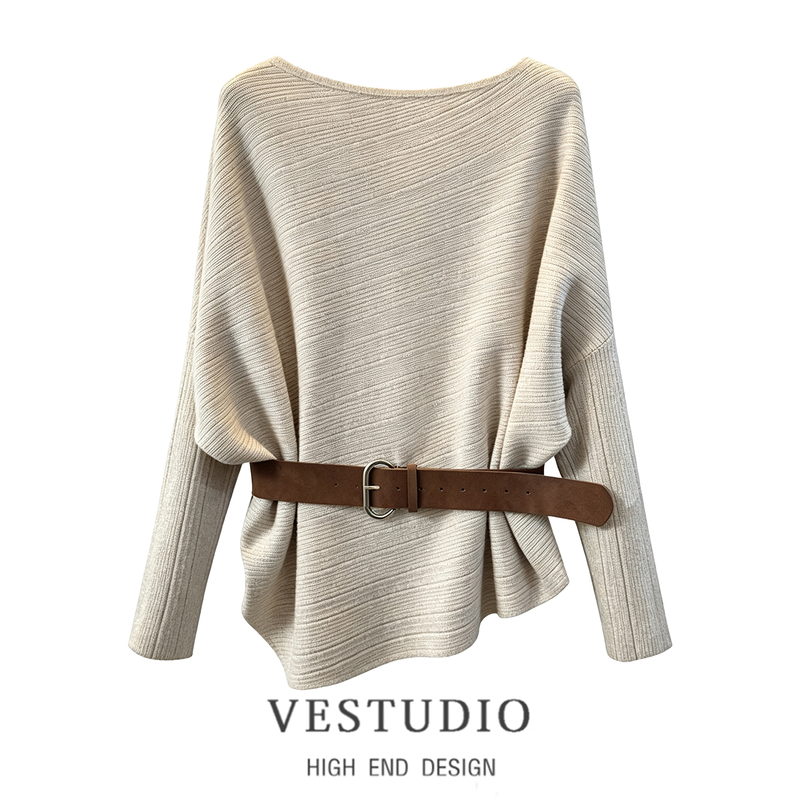 Brand Discount Autumn Plus-Size Long-Sleeve Knit Sweater with a High-End Feel, Women's Base Layer with Belt, Waist-Cinching Solid Color Sweater Top Brand Discount Autumn Plus-Size Long-Sleeve Knit Sweater with a High-End Feel, Women's Base Layer with Belt, Waist-Cinching Solid Color Sweater Top