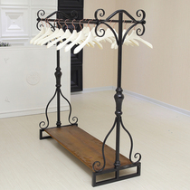 Wrought clothing rack clothing store hanger display rack double pole hanging clothes rack floor standing medium Island shelf side hanging
