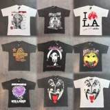 Hellostar Studios Мужчины и женские свободные ретро -фут 2023 Net Red и тот же европейский и американский бренд Tide Tide Short T