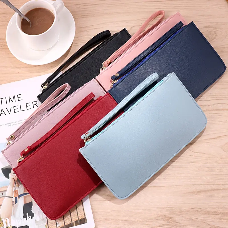 Korean Style Contrasting Color Soft Long Wallet, Fashionable Large Capacity Double-Layer Mobile Phone Clutch Coin Purse Small Bag Korean Style Contrasting Color Soft Long Wallet, Fashionable Large Capacity Double-Layer Mobile Phone Clutch Coin Purse Small Bag