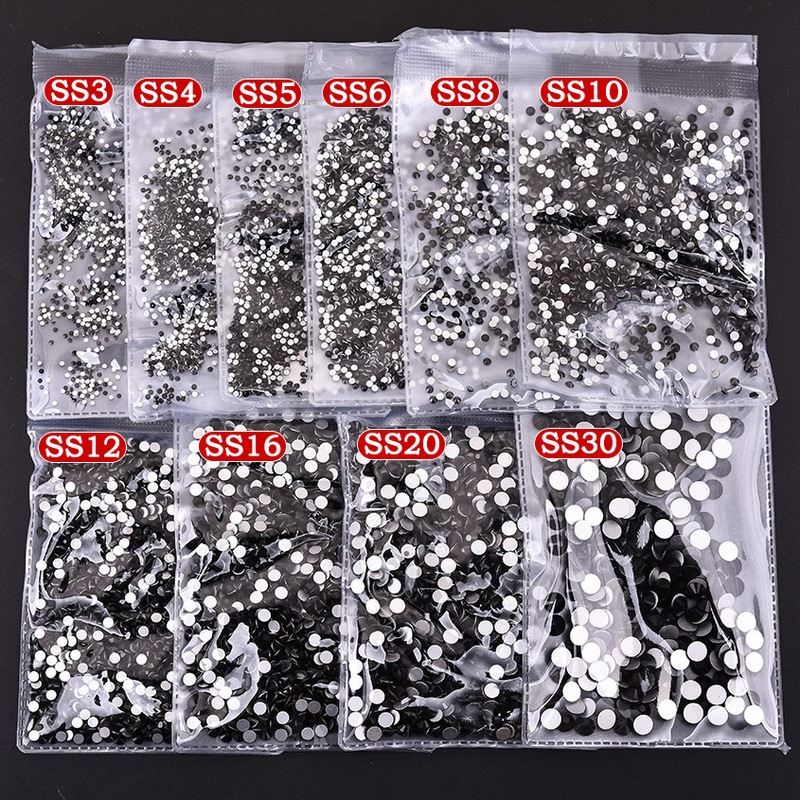 Swarovski Black Nail Art Rhinestones DIY Small Rhinestone Decorations Phone Stickers Super Shiny Crystal Flat-Back Rhinestones