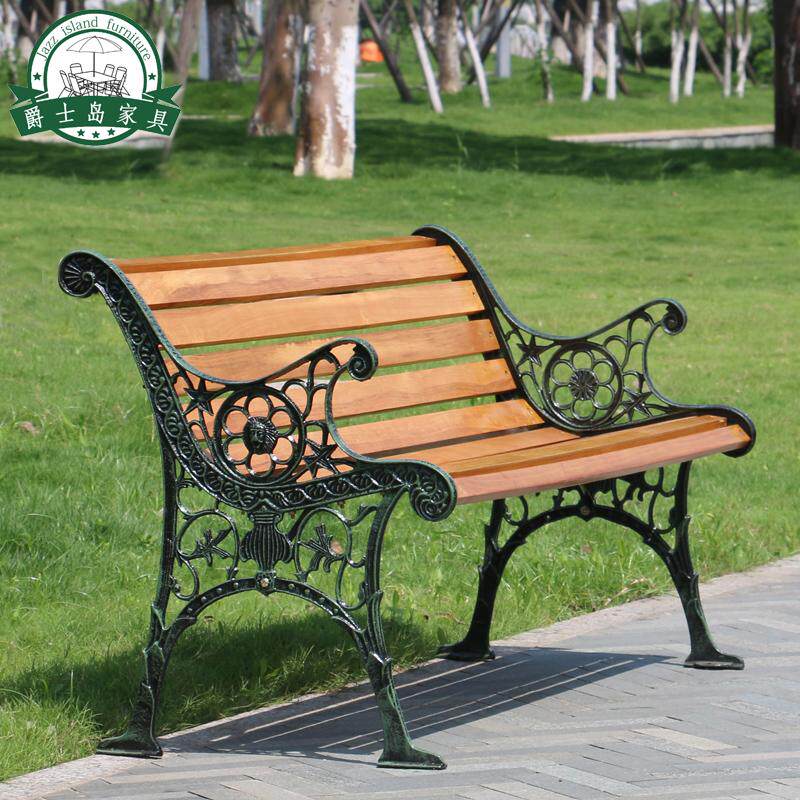 Park bench backed bench anti-corrosion wood cast iron chair iron outdoor backward solid wooden neighborhood resting chair