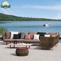 Outdoor Rattan Sofa Sofas Nordic Style Patio Hotel Casual Couch Single Double Trio Rattan Sofa Combinations