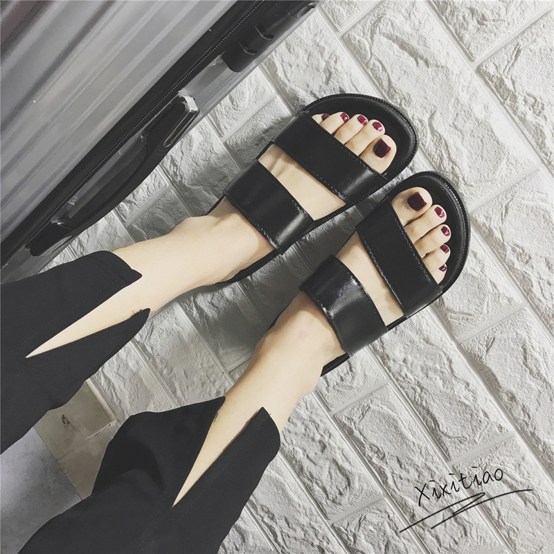 Student Thick-Soled Slippers for Women, Summer Korean Style Ulzzang Harajuku Style Retro Non-Slip Double-Strap Outdoor Flat Sandals Student Thick-Soled Slippers for Women, Summer Korean Style Ulzzang Harajuku Style Retro Non-Slip Double-Strap Outdoor Flat Sandals
