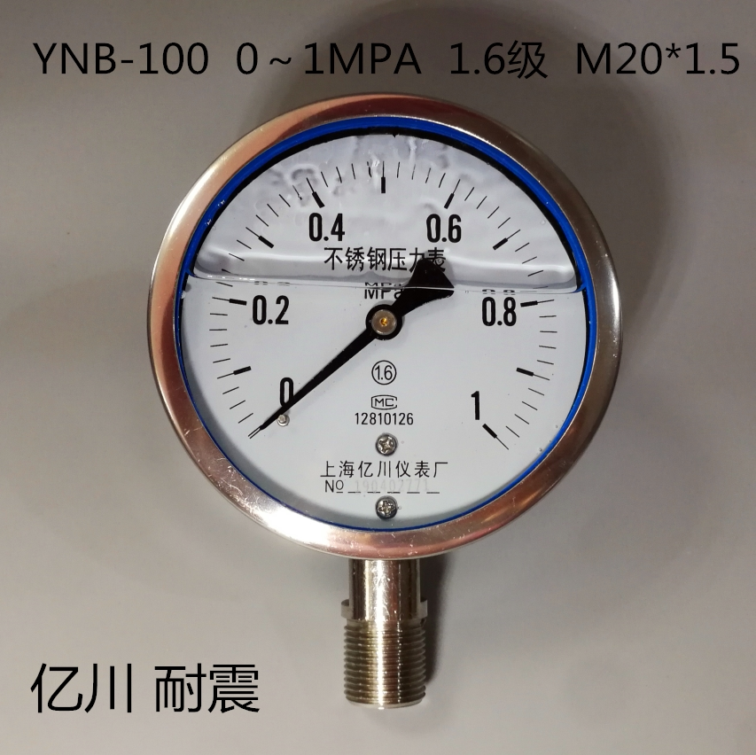 Manufacturer Direct Sale Shanghai 100 million Sichuan full stainless steel resistant pressure meter YNBF100 0 ~ 1MPA