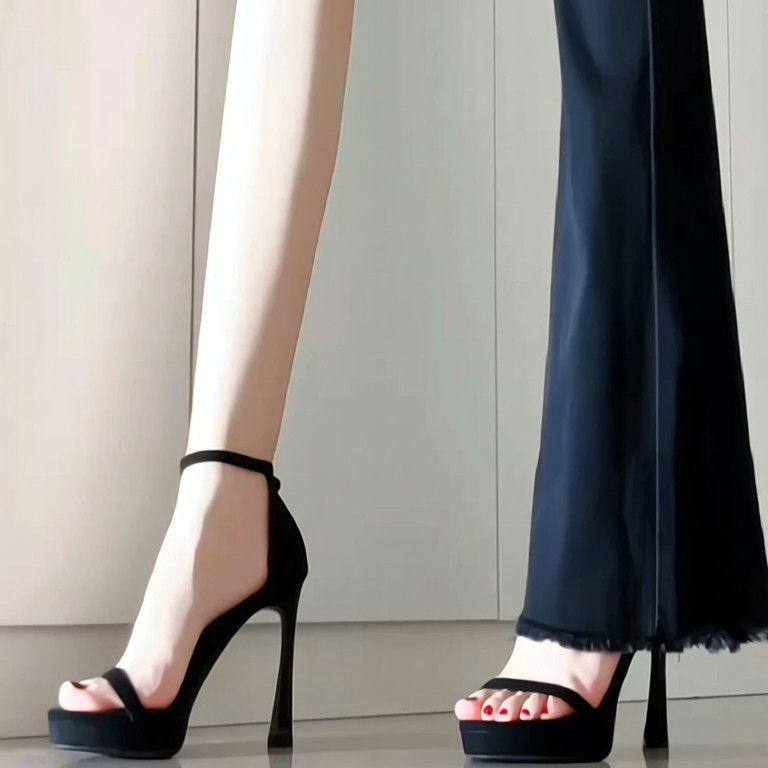 2026 Summer New Style One-Strap Platform High Heels, Feminine Black Etiquette Runway Sandals, Versatile and Comfortable 2026 Summer New Style One-Strap Platform High Heels, Feminine Black Etiquette Runway Sandals, Versatile and Comfortable