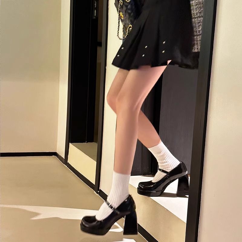 High-Heeled Shoes for Women 2024 New Spring and Autumn Black Chunky Heel Single Strap Shoes Elegant Shoes French Mary Jane Women's Shoes High-Heeled Shoes for Women 2024 New Spring and Autumn Black Chunky Heel Single Strap Shoes Elegant Shoes French Mary Jane Women's Shoes