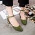 Xuân 2019 mới dày với khóa từ gót thấp với một đôi giày nữ với một đôi sandal cao gót nhọn 3cm dép sandal nữ Sandal