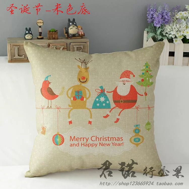 Năm mới Giáng sinh Gối bông Sofa Đệm Giáng sinh Hạnh phúc Old Man Tree Deer Children Quà tặng Trang trí ngày lễ gối ghế sofa