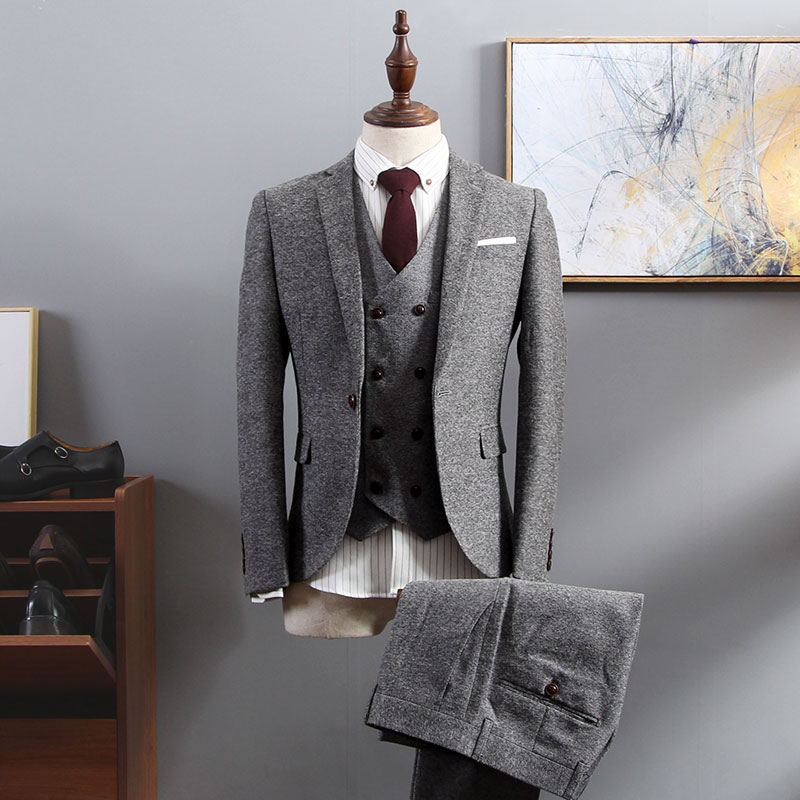 Suit phù hợp với nam giới kinh doanh chính thức mặc ba mảnh phù hợp với cơ quan chuyên môn Hàn Quốc phiên bản của gió Anh nhỏ phù hợp với chú rể chiếc váy cưới