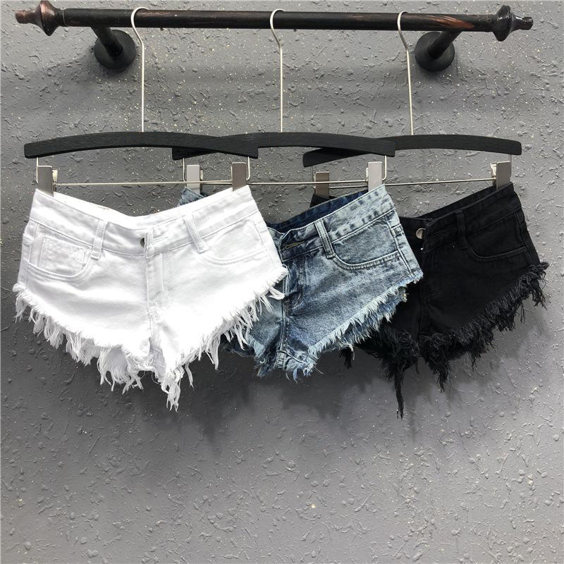 Summer New Women's Versatile Ultra-Low-Waist Denim Shorts, Hip-Lifting, Triangle-Shaped, American-Style Hot Girl Ripped Hot Pants Summer New Women's Versatile Ultra-Low-Waist Denim Shorts, Hip-Lifting, Triangle-Shaped, American-Style Hot Girl Ripped Hot Pants