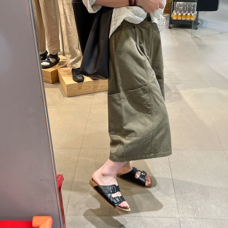 Vintage Workwear Wide-Leg Cropped Pants for Women, Summer Thin Style, Plus Size, High-Waisted, Loose Fit, Slimming, Petite Casual Pants