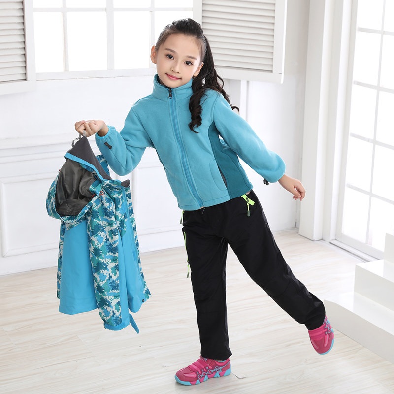 School Uniform Ski Clothes Outdoor Sports Submachine Clothing Three-in-one Two Sets Boys Girls' Autumn Winter Thickened Warm Clothes