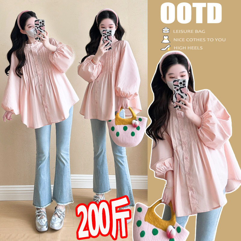 Plus-Size Maternity Autumn Clothing 2026 New Style Loose-Fitting Shirt for Outerwear 100kg Spring and Autumn Long-Sleeved Babydoll Shirt Trendy Mom Top Plus-Size Maternity Autumn Clothing 2026 New Style Loose-Fitting Shirt for Outerwear 100kg Spring and Autumn Long-Sleeved Babydoll Shirt Trendy Mom Top