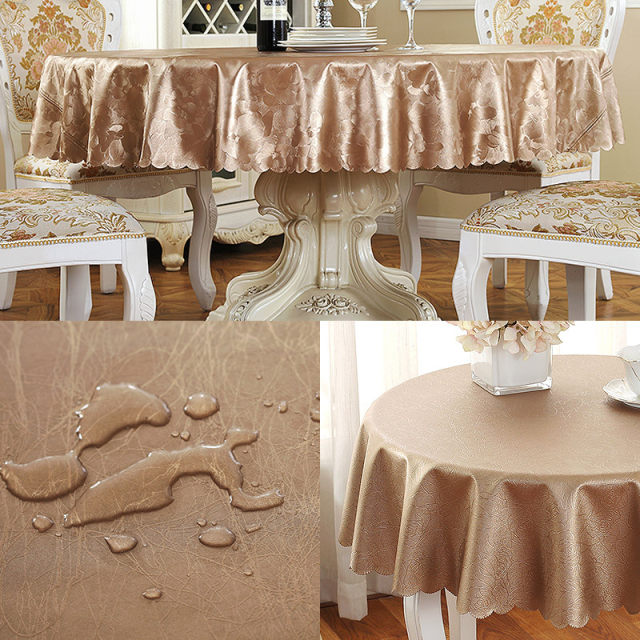 Dining table cloth waterproof table mat coffee tablecloth fabric anti-scalding anti-oil wash-free rectangular European hotel round tablecloth