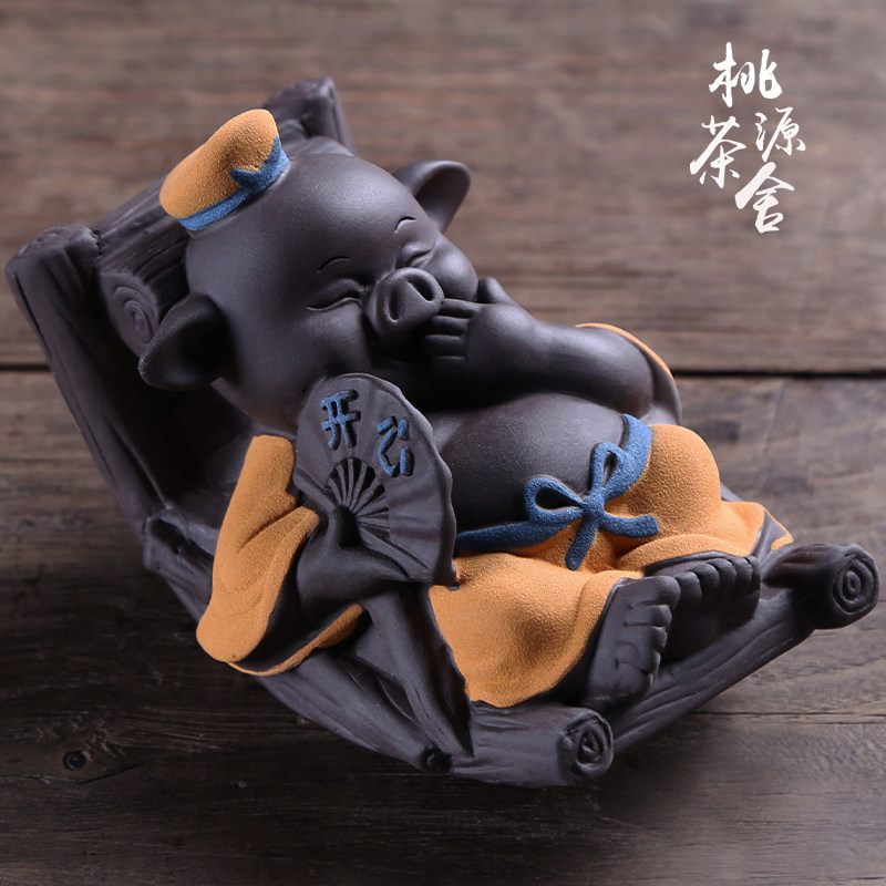 Cute Pig Tea Spotting Piece Boutique Purple Sand Breeds Creative Crafts Gift Pendulum Accessories Tea Play Tea Bug Tea Ware accessories Remotely Remotely Pig