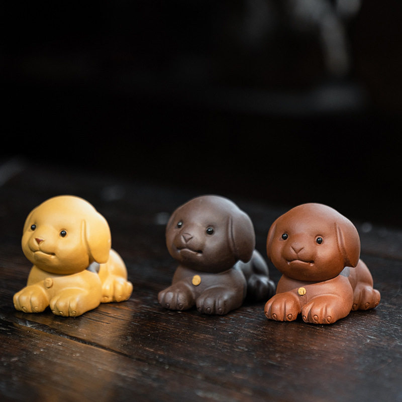 Yixing purple sand tea pet puppy cute pet sculpture dog zodiac ornaments tea play handle pieces tea set tea table accessories